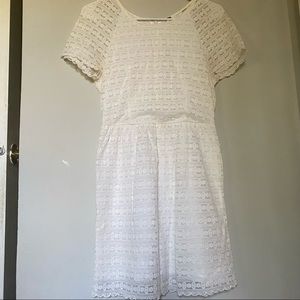 Free People dress, white lace overlay, short sleeve, size: 0
